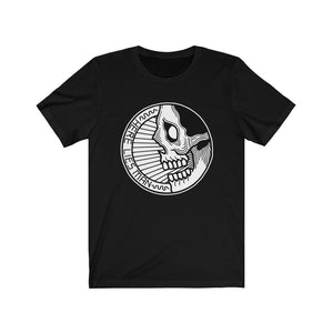 CIRCLE SKULL (Black and White) - Unisex Jersey Short Sleeve Tee - UK