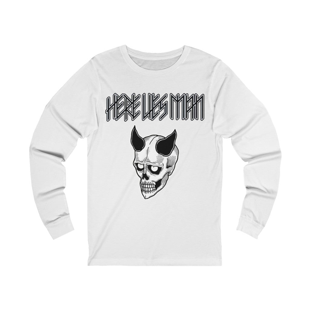 DEVIL MASK (Black and White) - Unisex Jersey Long Sleeve Tee - UK