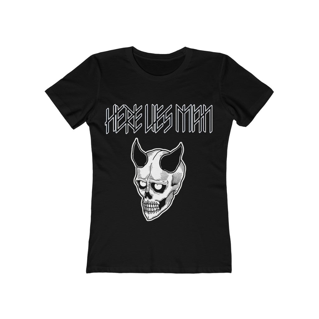 DEVIL MASK (Black and White) - Women's The Boyfriend Tee - AUS