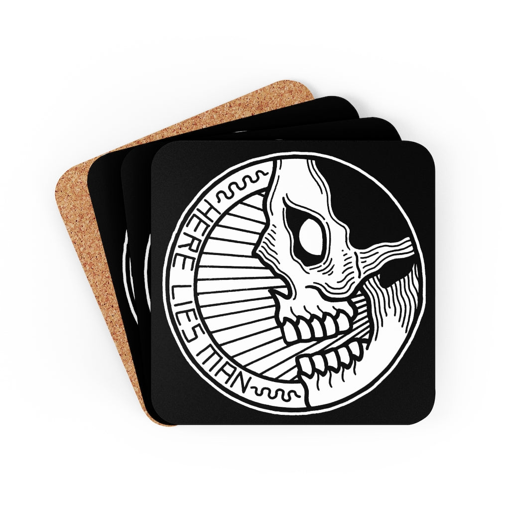 CIRCLE SKULL - Cork Back Coaster - USA