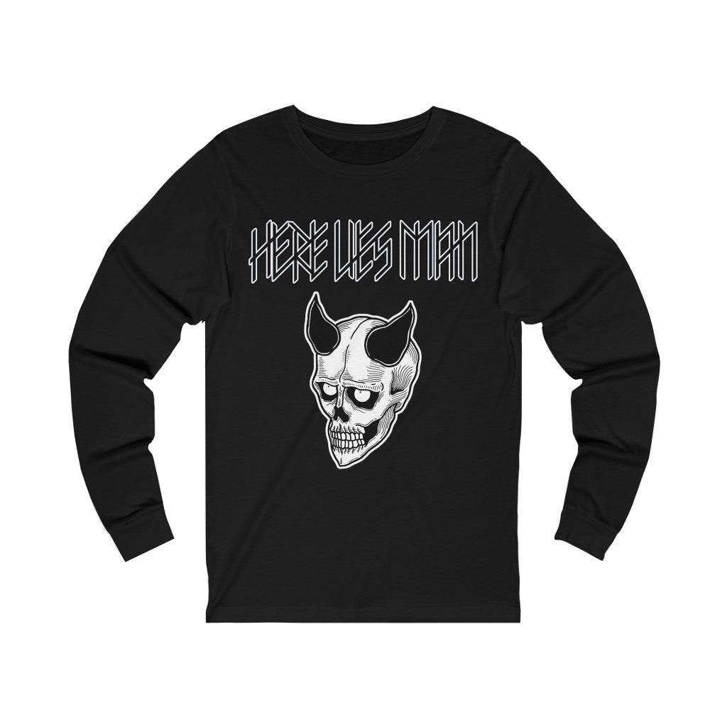 DEVIL MASK (Black and White) - Unisex Jersey Long Sleeve Tee - UK