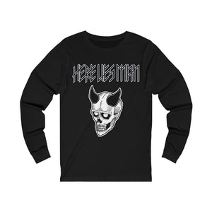 DEVIL MASK (Black and White) - Unisex Jersey Long Sleeve Tee - UK