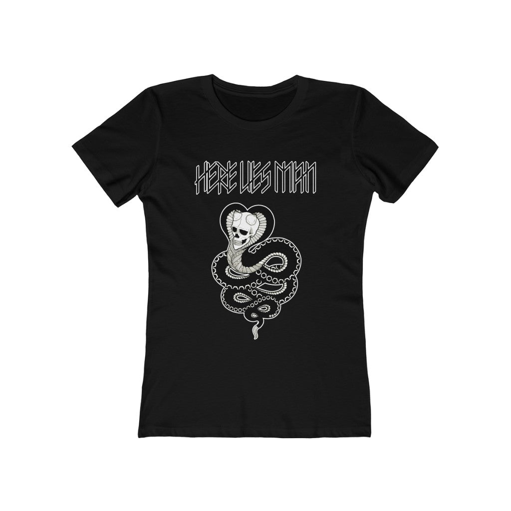 SKULL SNAKE (Black and White) - Women's The Boyfriend Tee - USA