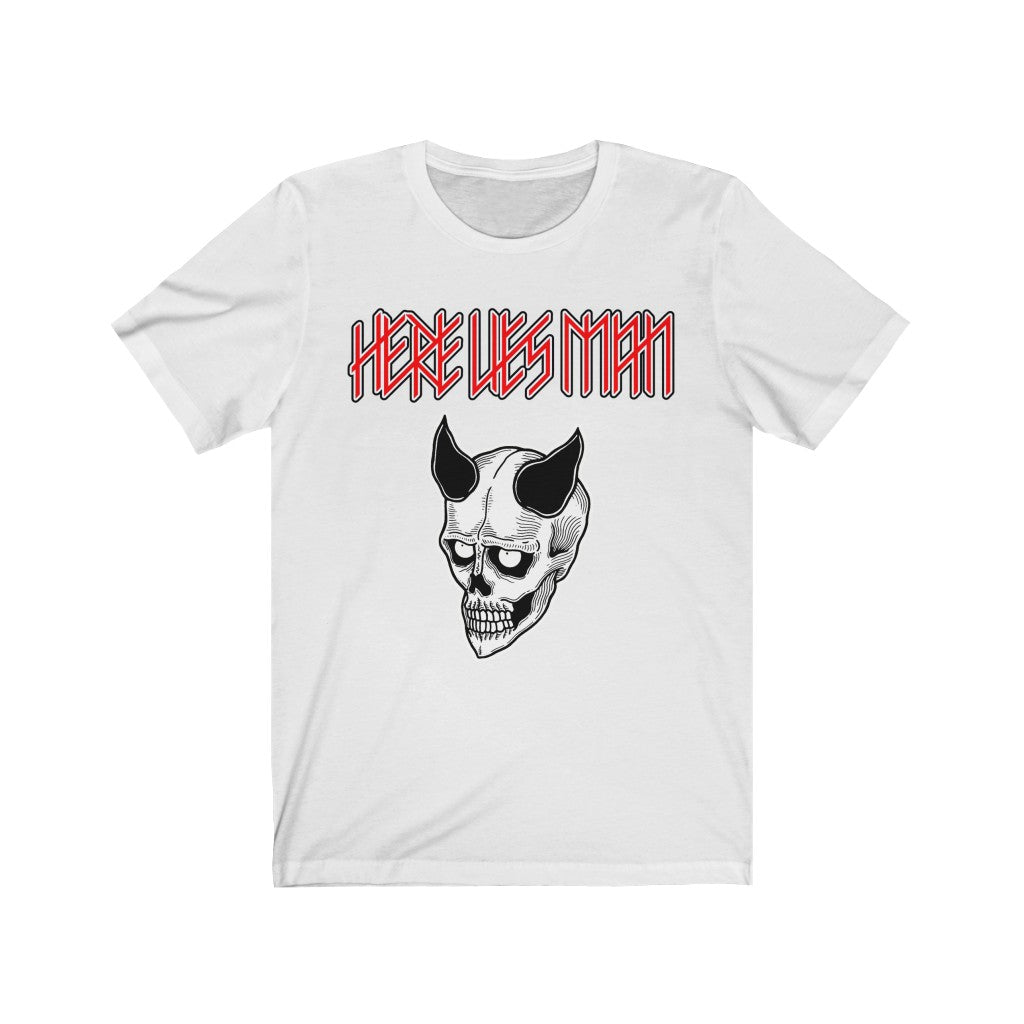 DEVIL MASK (Red Lettering) - Unisex Jersey Short Sleeve Tee - UK