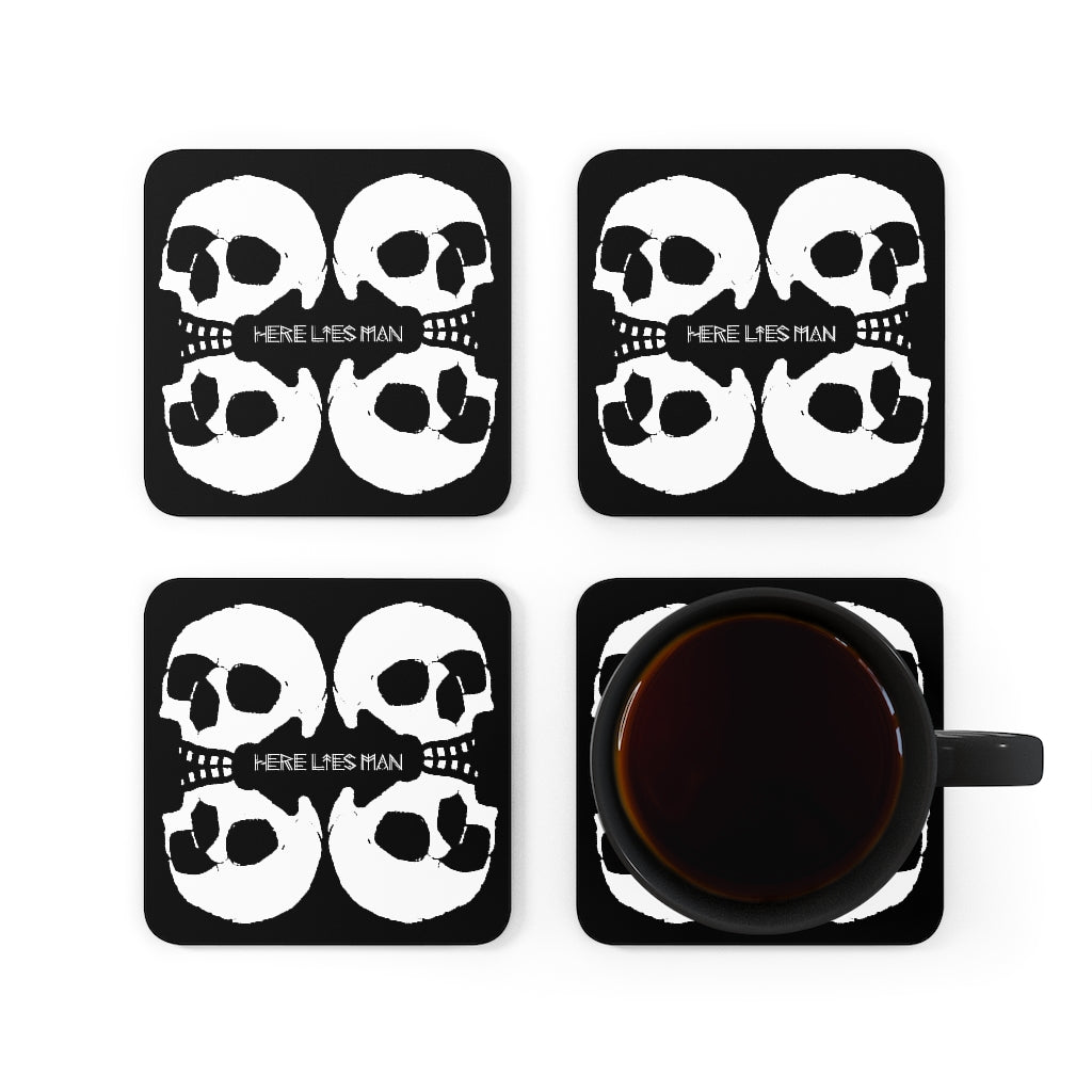 4 SKULLS - Cork Back Coaster - USA