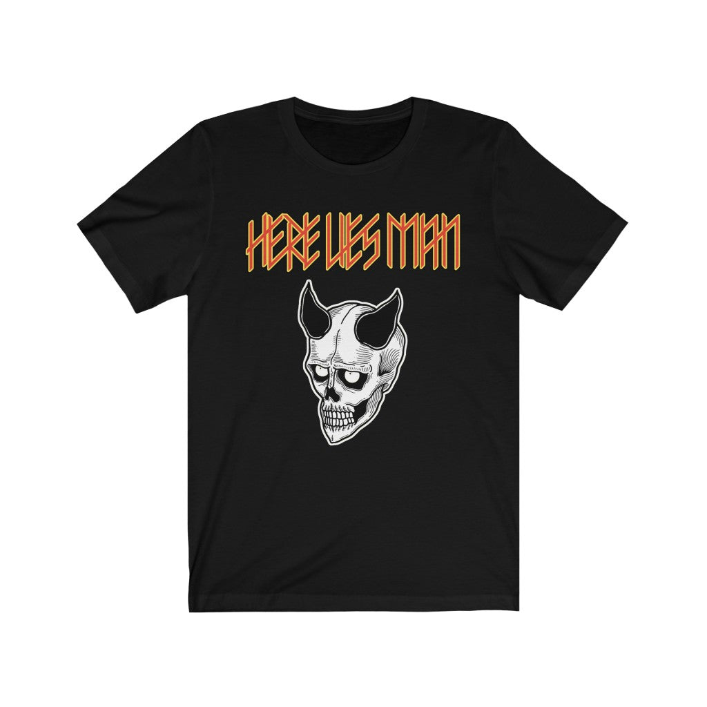 DEVIL MASK (Red and Yellow Lettering) - Unisex Jersey Short Sleeve Tee - USA