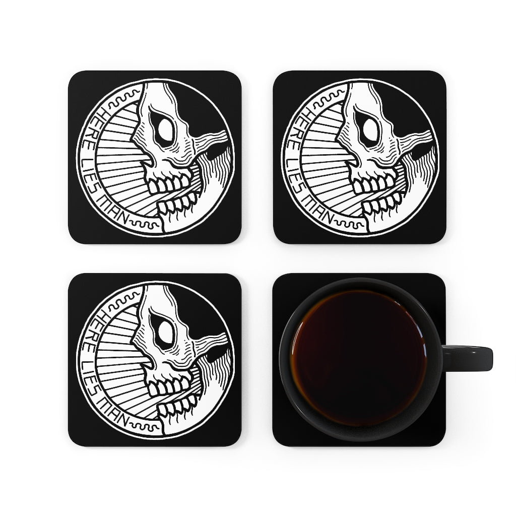 CIRCLE SKULL - Cork Back Coaster - USA