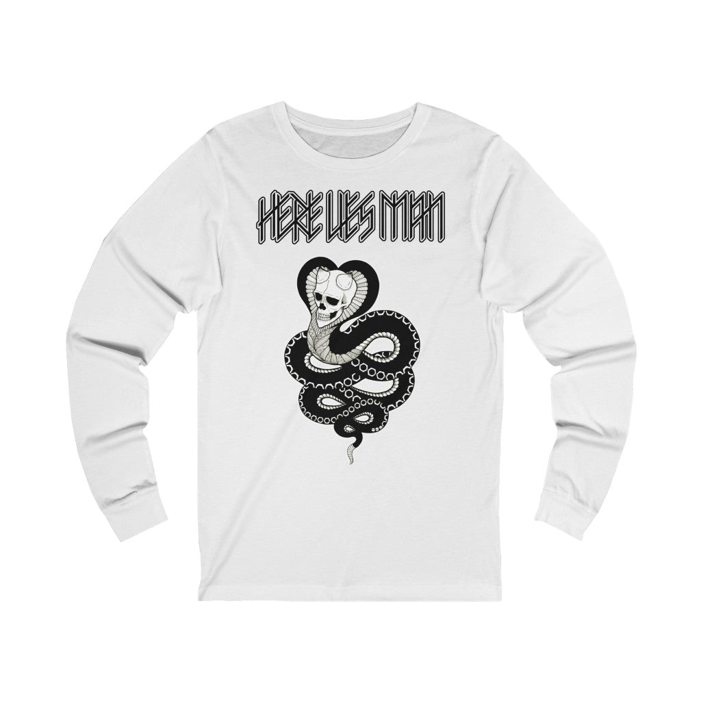 SKULL SNAKE (Black and White) - Unisex Jersey Long Sleeve Tee - UK