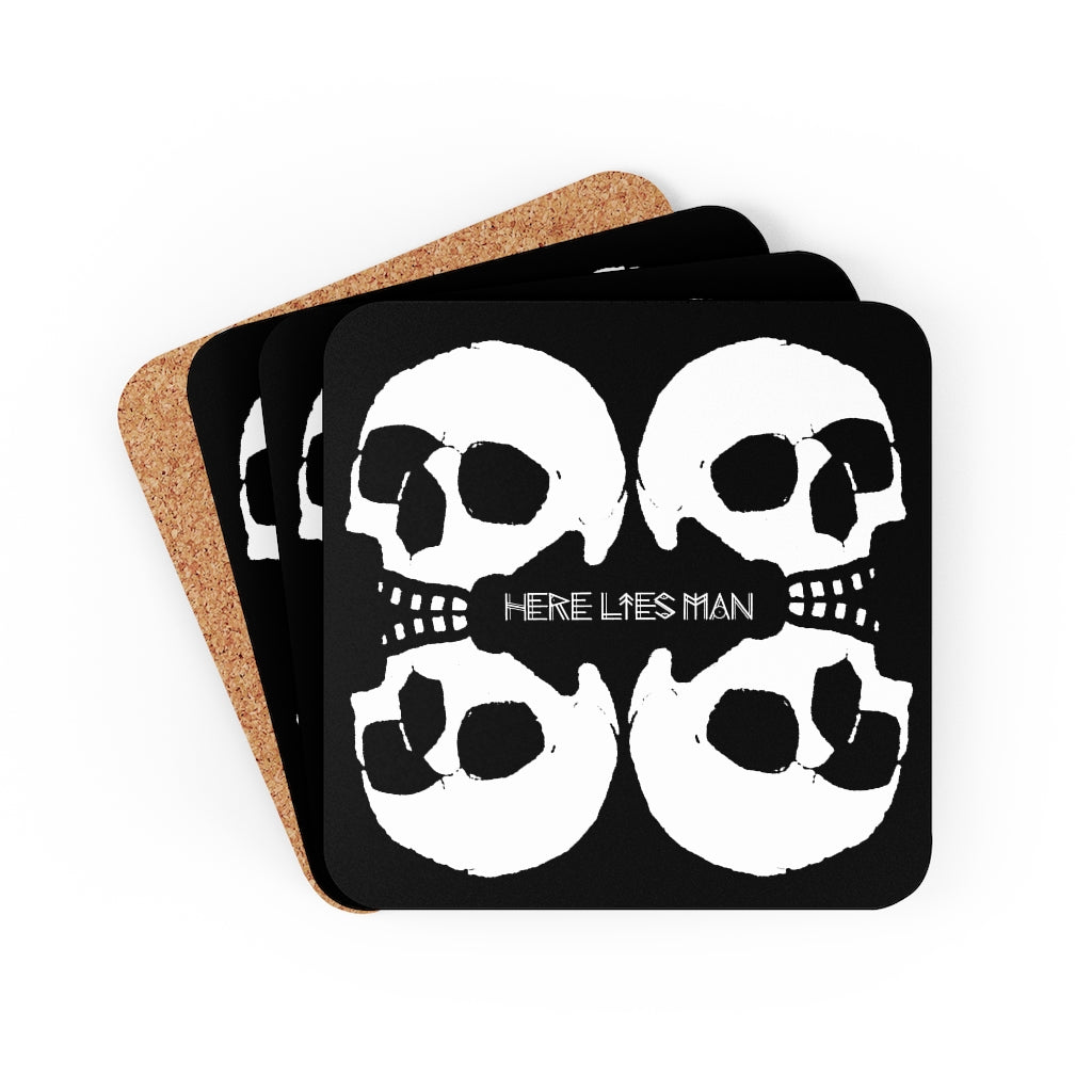 4 SKULLS - Cork Back Coaster - USA