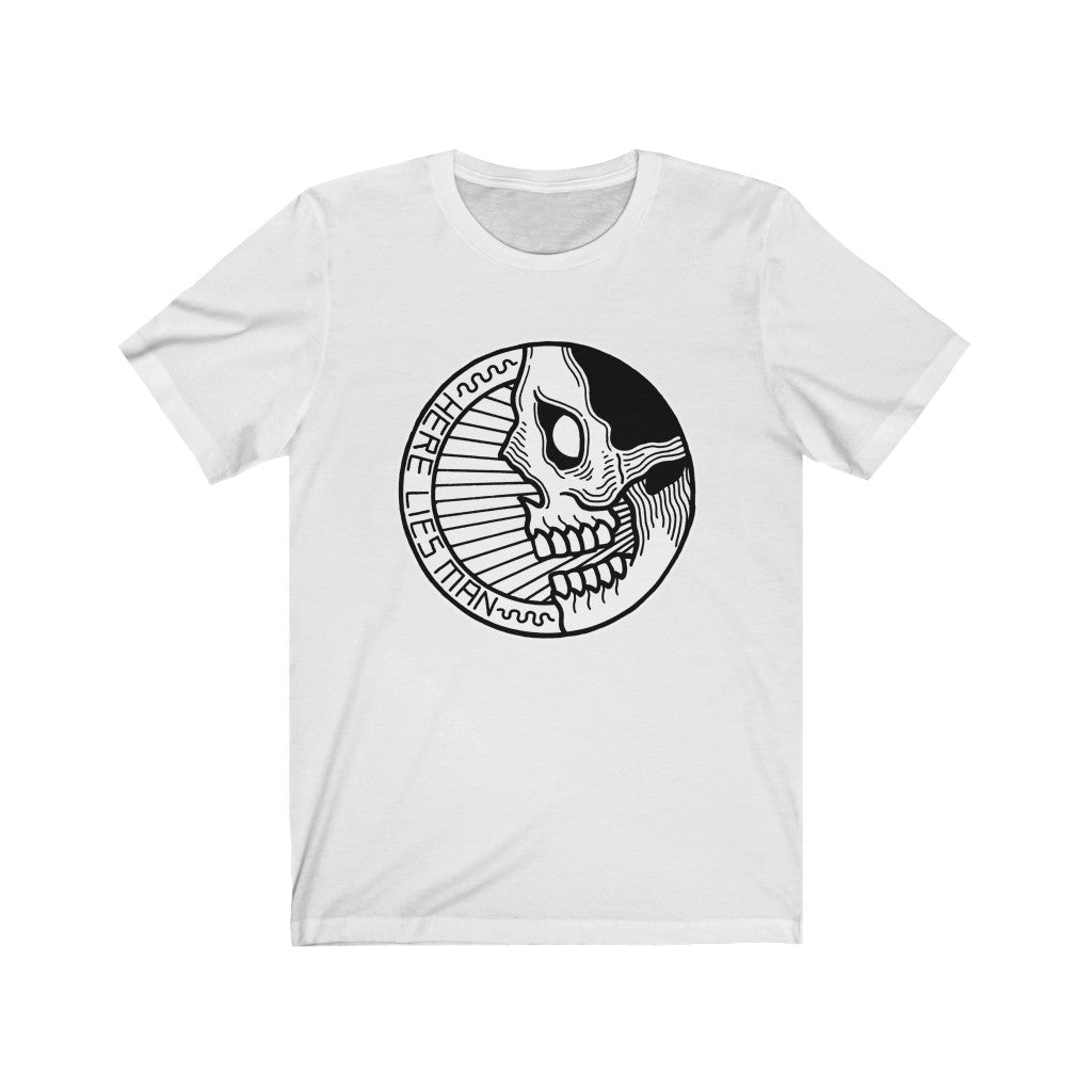 CIRCLE SKULL (Black and White) - Unisex Jersey Short Sleeve Tee - USA