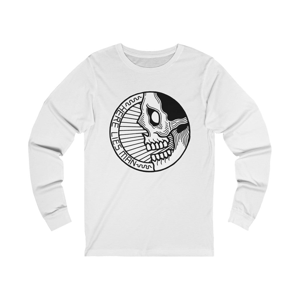 CIRCLE SKULL (Black and White) - Unisex Jersey Long Sleeve Tee - UK