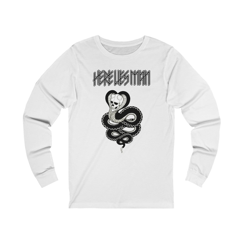 SKULL SNAKE (Black and White) - Unisex Jersey Long Sleeve Tee - USA