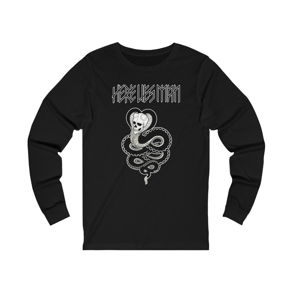 SKULL SNAKE (Black and White) - Unisex Jersey Long Sleeve Tee - USA