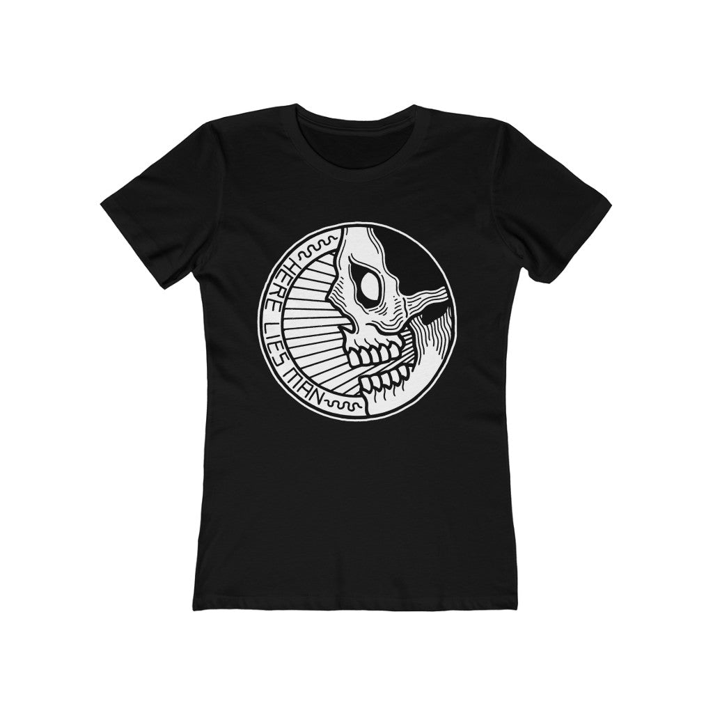 CIRCLE SKULL (Black and White) - Women's The Boyfriend Tee - USA