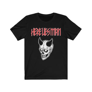 DEVIL MASK (Red and Yellow Lettering) - Unisex Jersey Short Sleeve Tee - EU