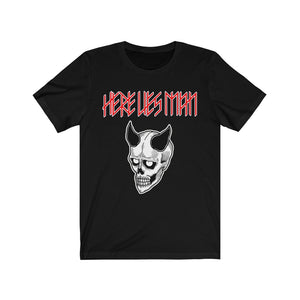 DEVIL MASK (Red Lettering) - Unisex Jersey Short Sleeve Tee - UK