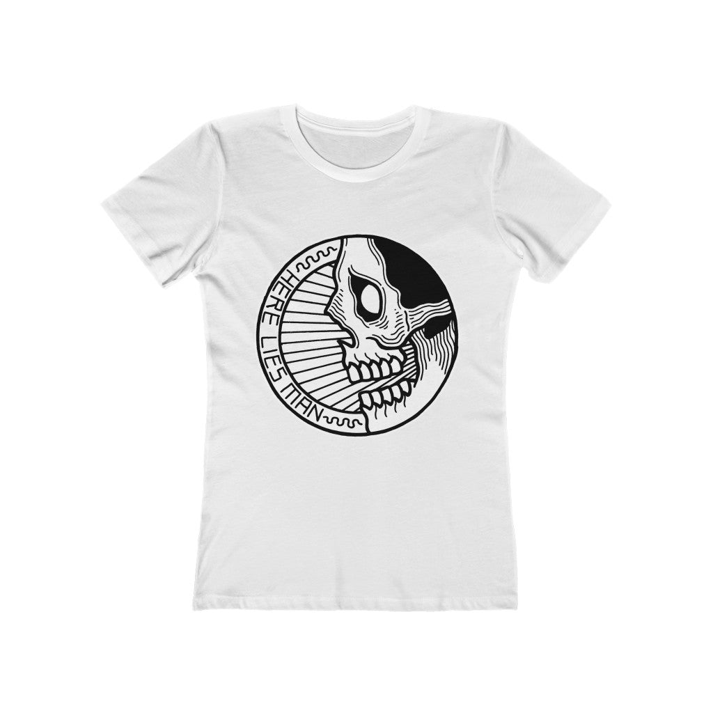 CIRCLE SKULL (Black and White) - Women's The Boyfriend Tee - AUS