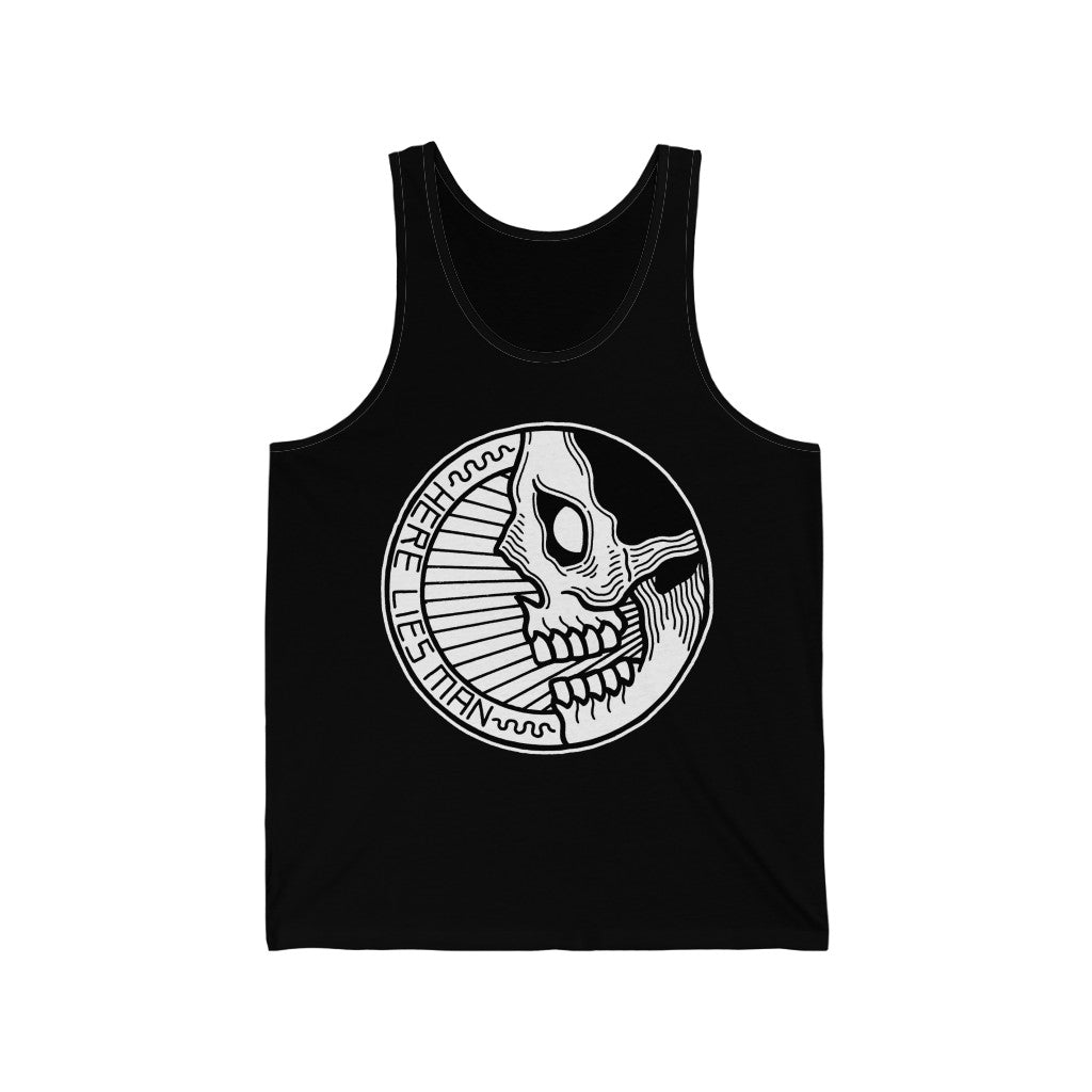 CIRCLE SKULL (Black and White) - Unisex Jersey Tank - UK