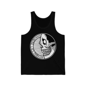 CIRCLE SKULL (Black and White) - Unisex Jersey Tank - UK