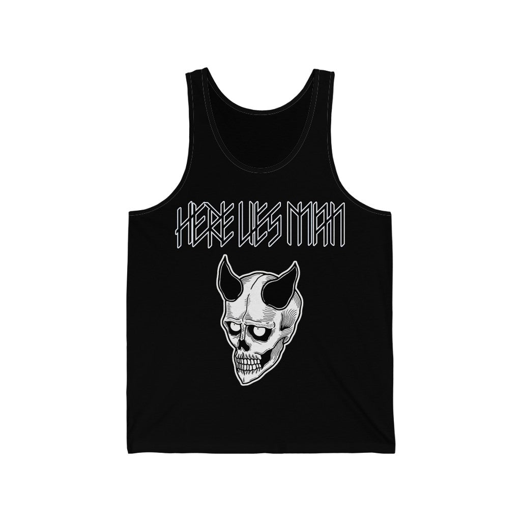 DEVIL MASK (Black and White) - Unisex Jersey Tank - UK