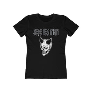 DEVIL MASK (Black and White) - Women's The Boyfriend Tee - USA