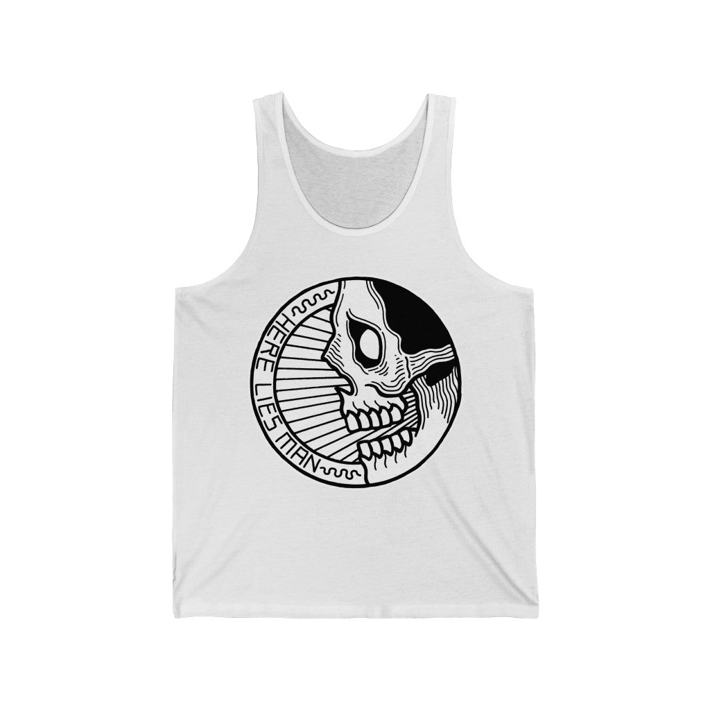 CIRCLE SKULL (Black and White) - Unisex Jersey Tank - UK